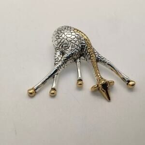 Vintage signed Best Giraffe pin brooch pendant gold silver two toned statement